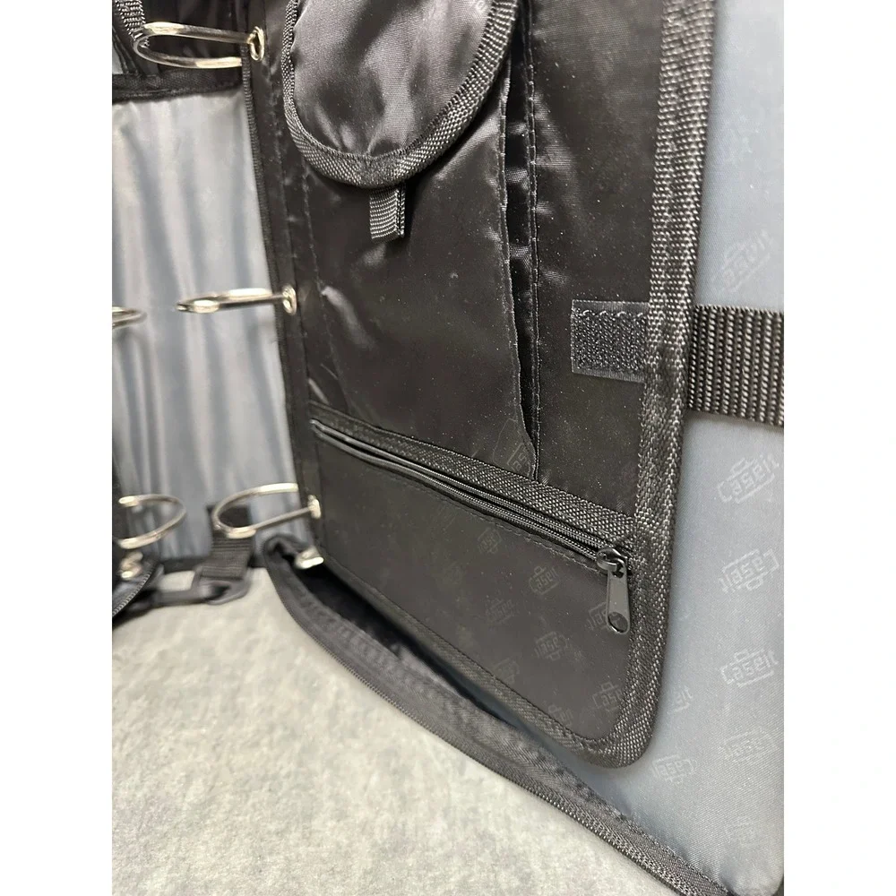 Case-it Zipper Binder Black Gray 3 Ring Expandable Shoulder Strap Handle